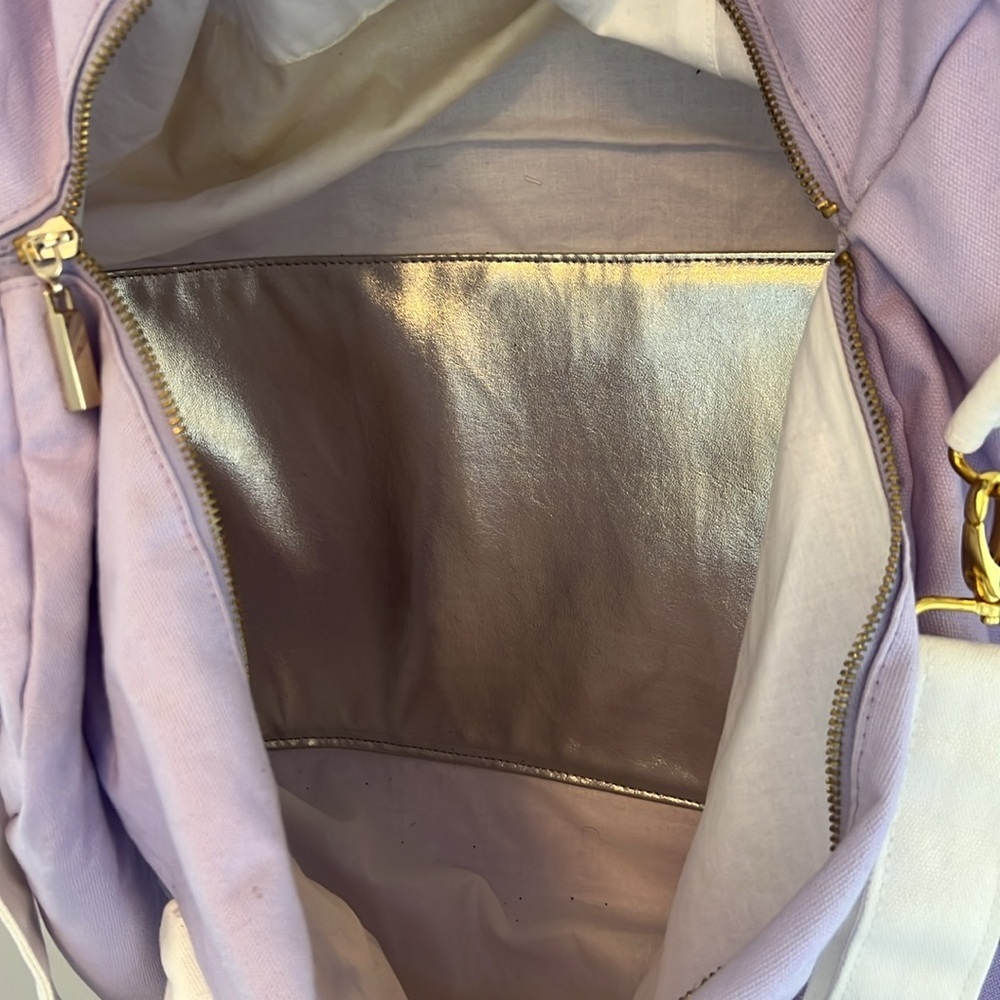 Ban.do Getaway Vacation Duffle Bag Purple Silver Canvas Weekend Bag Tote - Picture 7 of 10